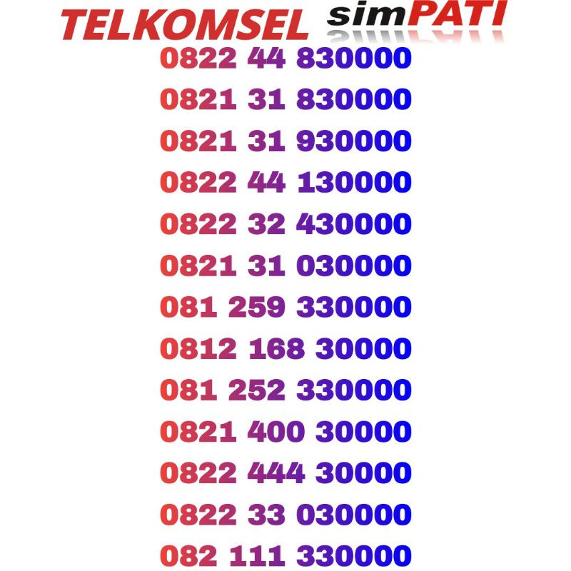 nomor cantik telkomsel simpati 30000