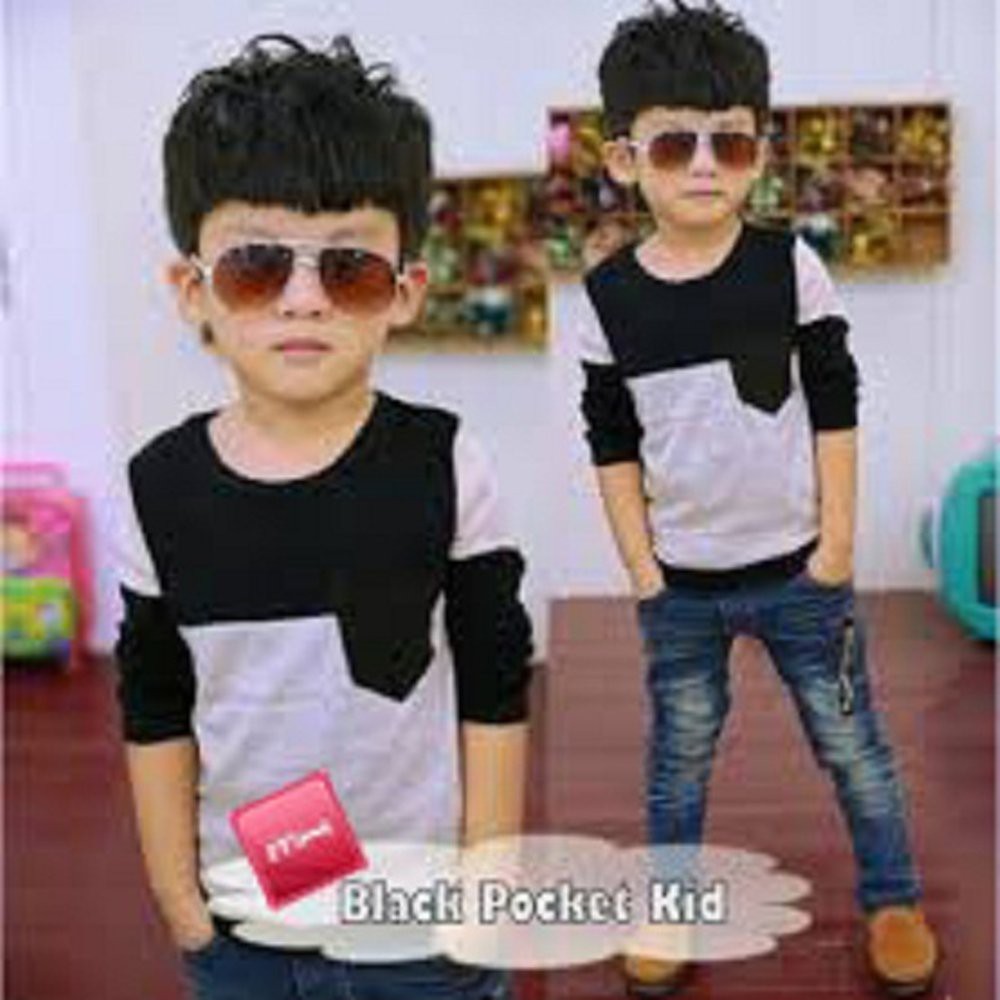 Promo 7.7 Baju Anak Laki - laki rajut halus Black Pocket Sweater Kids