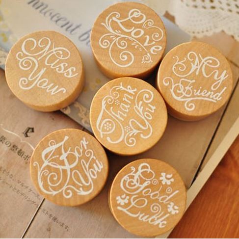 Wooden Stamp - Round Greetings Word Series