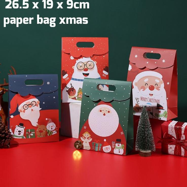 

【SALE】 Paper bag natal christmas santa medium gift bag kado natal