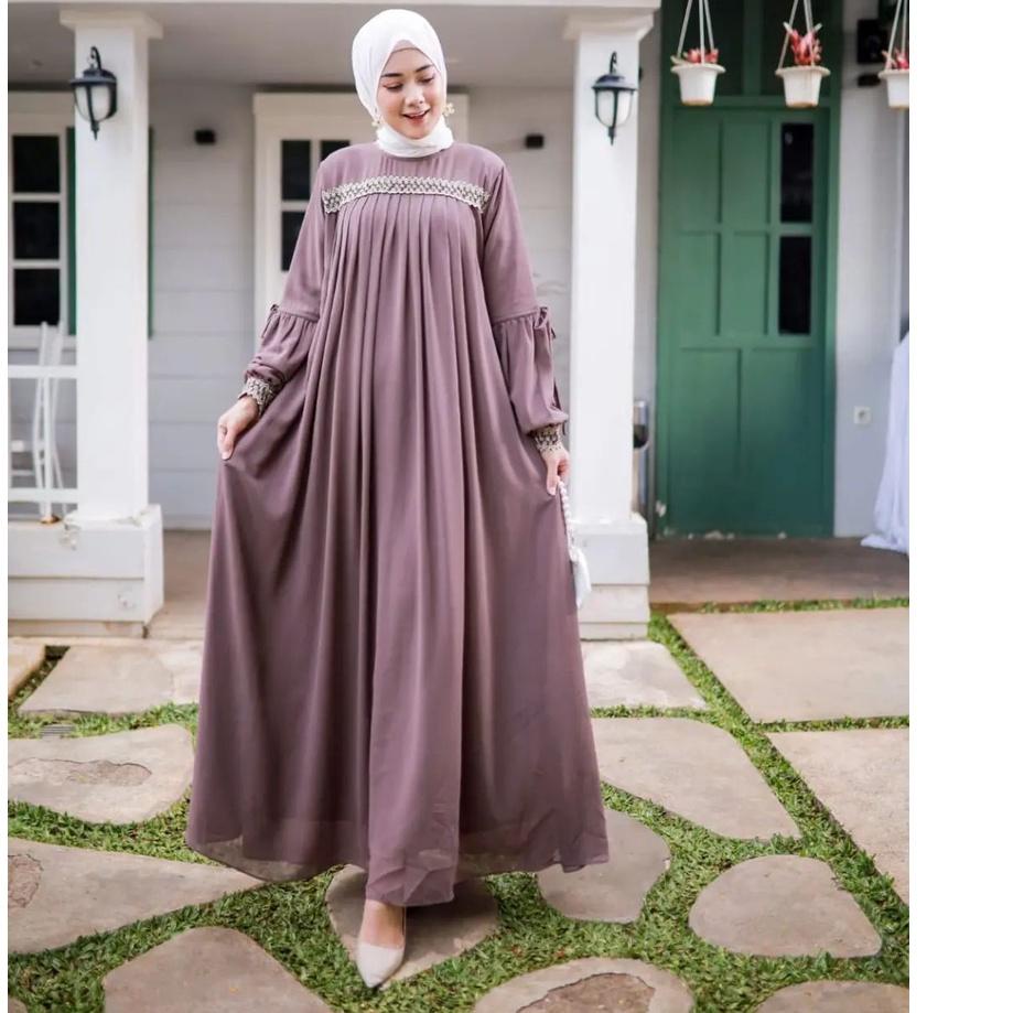 Chekout Gamis Wanita Kekinian Terbaru 2022 Baju Wanita Gamis Putih Gamis jumbo Anggun Maxy Dress Pes