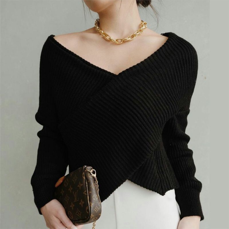 VERLY TOP KNIT PREMIUM ATASAN SABRINA RAJUT WANITA