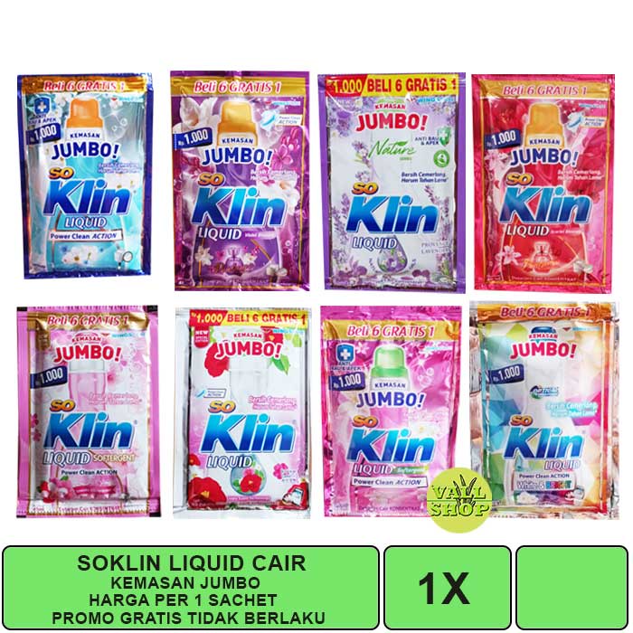 SOKLIN LIQUID PER SACHET(PROMO GRATIS 1 SACHET TIDAK BERLAKU)