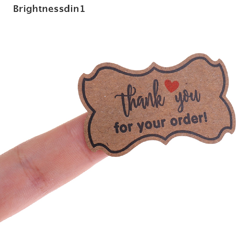 250pcs / roll Stiker Label Makanan Handmade Desain Thank You Bahan Kertas Kraft