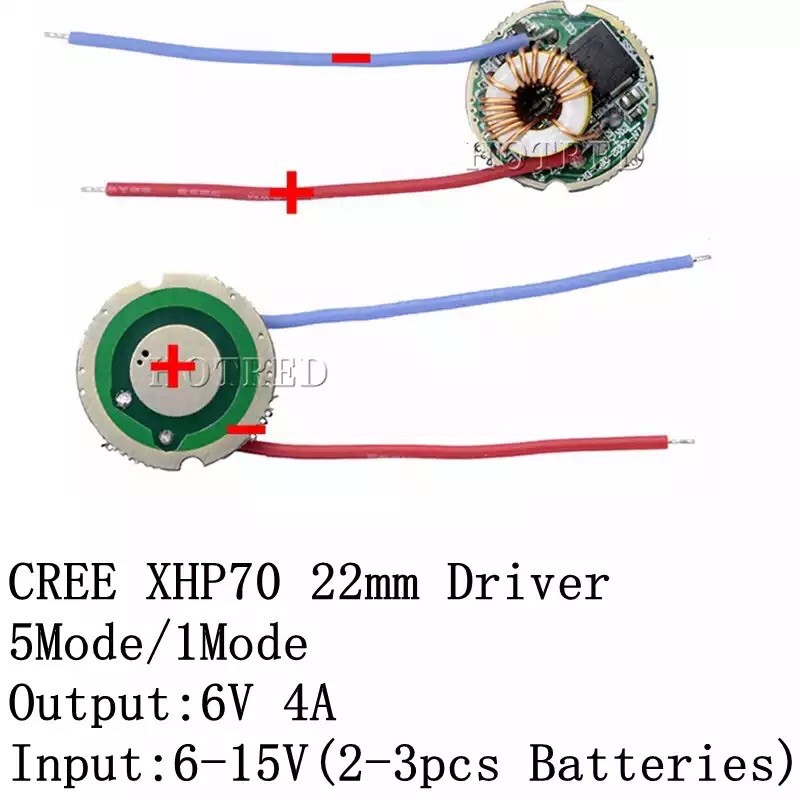 Driver Cree XHP70 22 MM 5 Mode Input DC 6V-15V 4500mA 6V Output