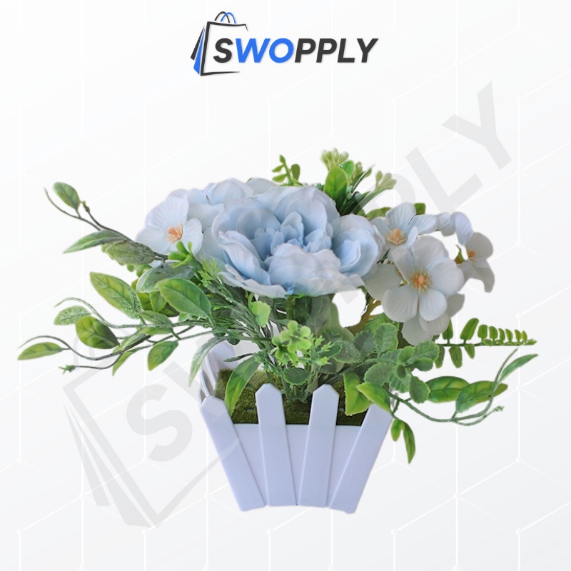 Swopply PT57 Pot Tanaman Hias Bunga Dekorasi Bunga Hias Plastik Ornamen Pot Bongsai Artificial Flower Decoration