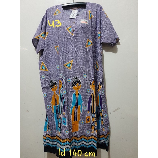 YULI - Daster kencana ungu  L5 JUMBO LD 135-150 CM PB 107 CM BATIK KU LEBEL PUTIH(KUP)-No 43