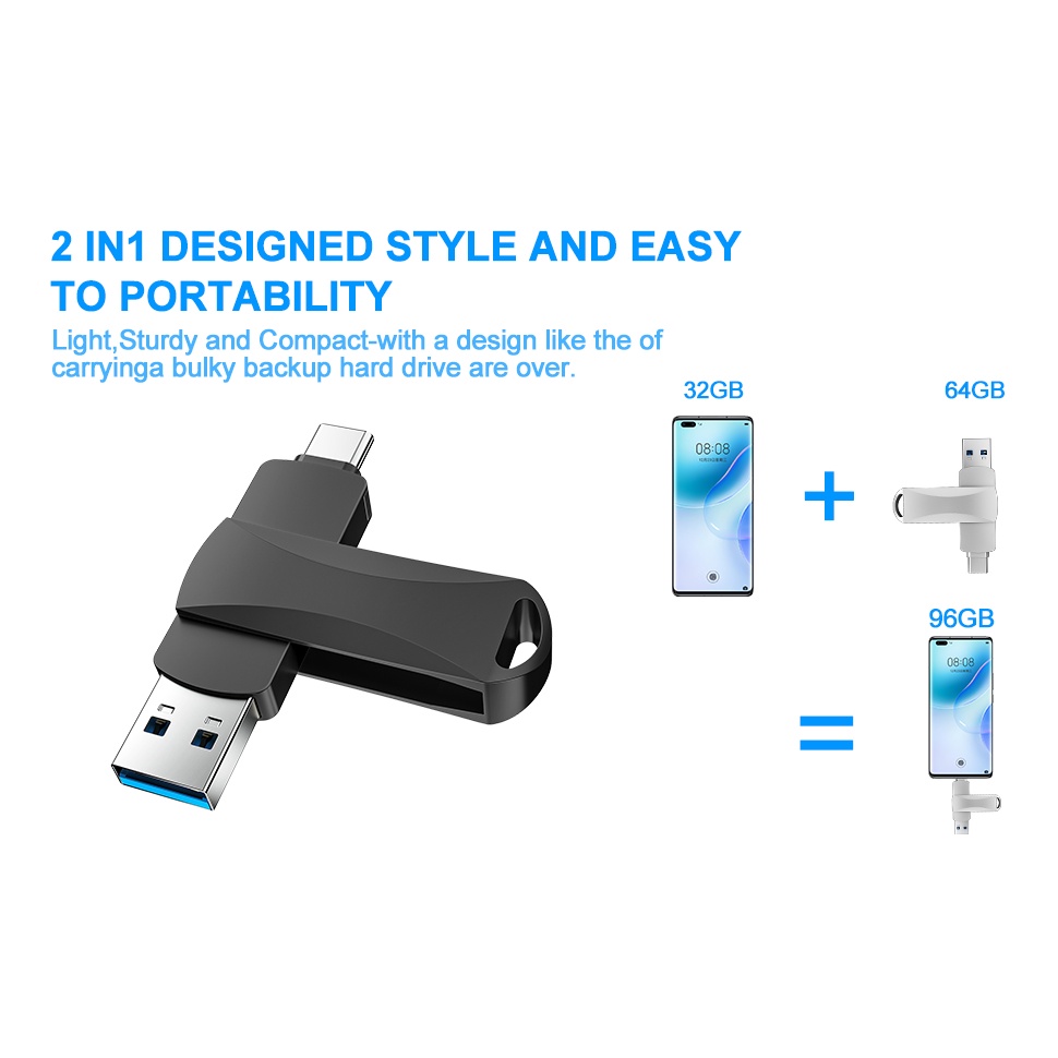 2 in 1 Flashdisk OTG Tipe C Dual Drive USB 512GB