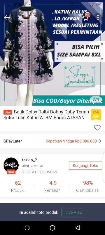 Batik Dolby Dolbi Dobby Doby Tenun Sutra Tulis Katun Atbm Baron Atasan Batik Wanita Sogan Srg308