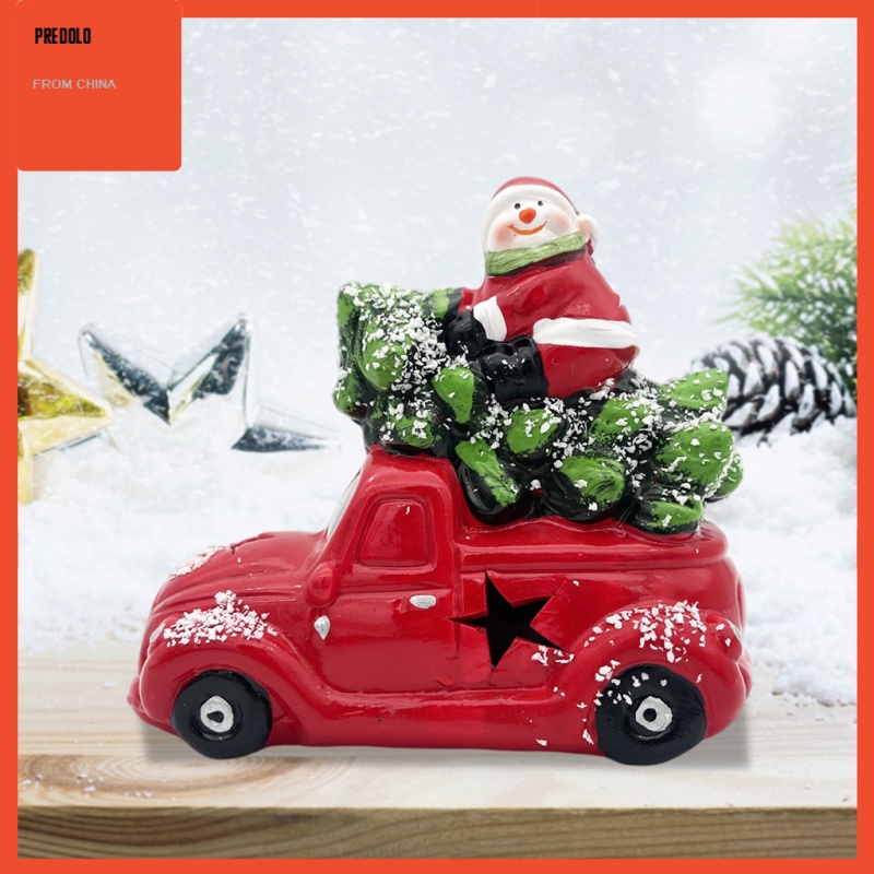 [In Stock] Xmas Christmas Truck Toy Ornaments with Light Decoration Ceramics Ornaments with Battery Festival