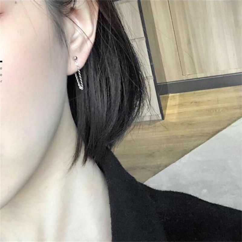 COD PROMO 2.2 SALE Anting wanita trendy gaya korea rantai hoop sambung