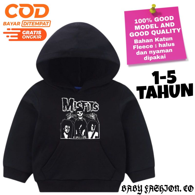 JACKET HOODIE ANAK MISFITS Band Metal - JACKET SWEATER Rock Music BABY KIDS - BAYI ANAK Laki Laki Pe