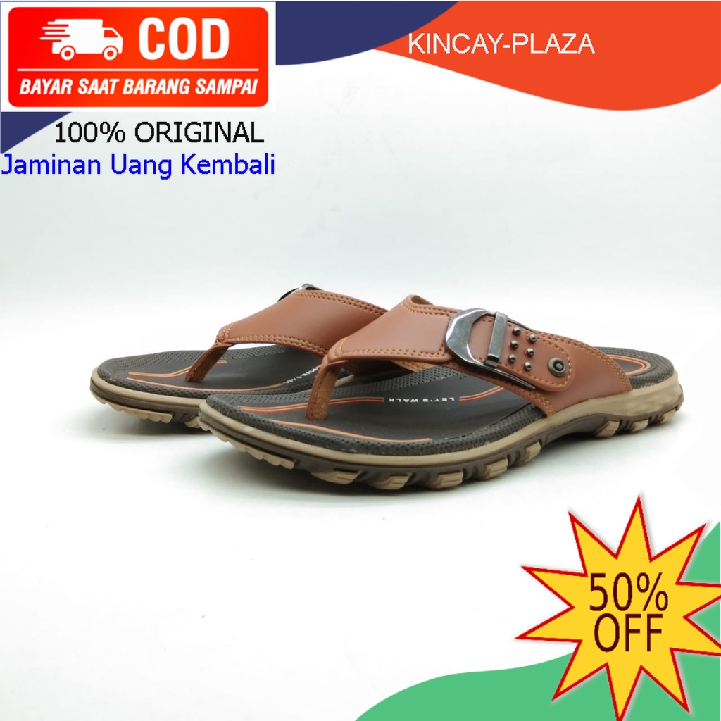 Sandal Kulit Pria Kekinian Selop Original Sendal Laki Laki Slide Casual Kasual Karet Ori DUNHAM HURO