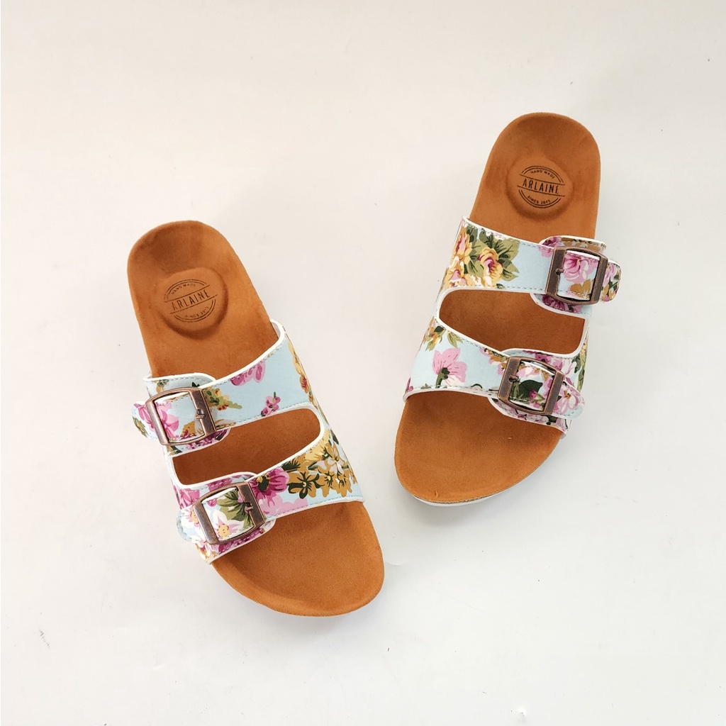 ARLAINE ORCHID Sandal Casual Wanita / Sandal Puyuh / Sandal Birken Motif Bunga BM.02