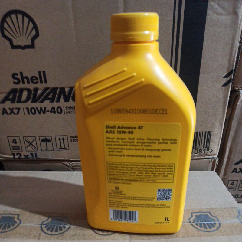 OLI SHELL ADVANCE 4T AX5 15W-40 1L API SL JASO MA2 OLI MOTOR SPORT ORIGINAL SHELL