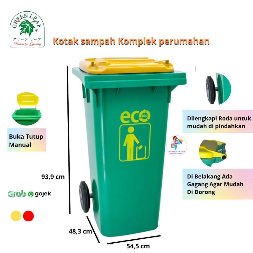 Kotak sampah Komplek perumahan 120 Liter Green Leaf