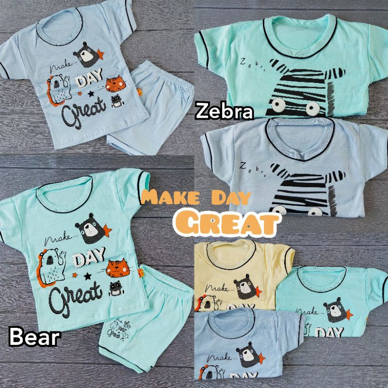 COD Setelan Great day usia 0-9 bulan baby / bayi /  anak laki laki / boy / cowok kado murah lucu