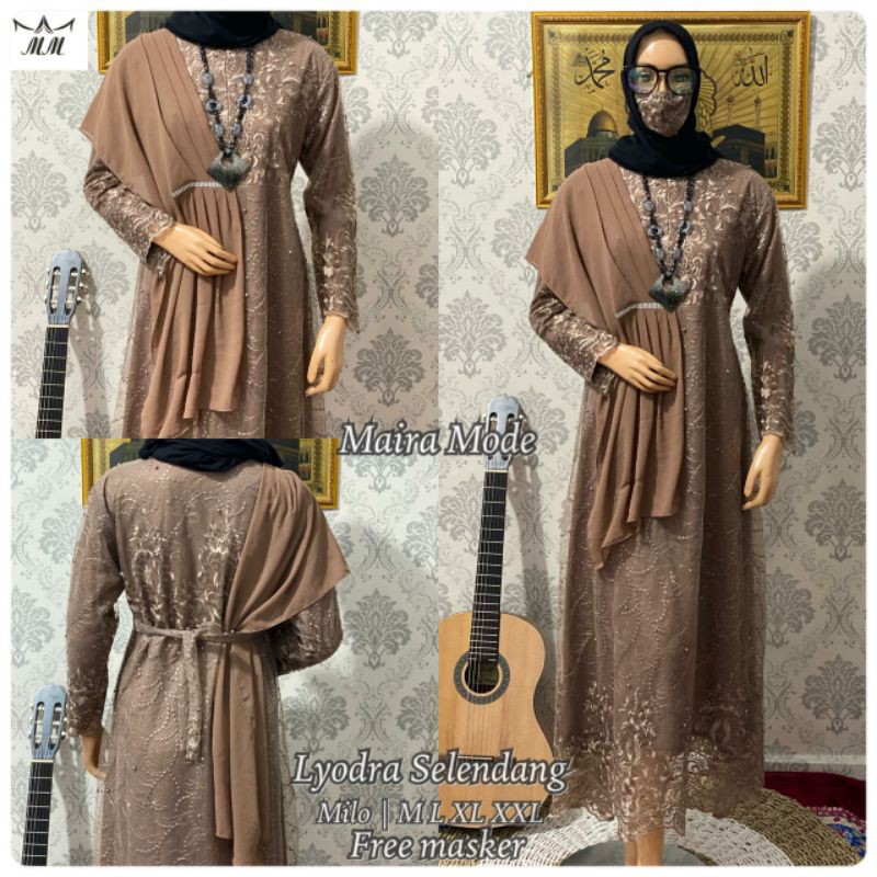 GAMIS BROKAT SELEMPANG MODEL BARU, GAMIS TILE FREE MASKER