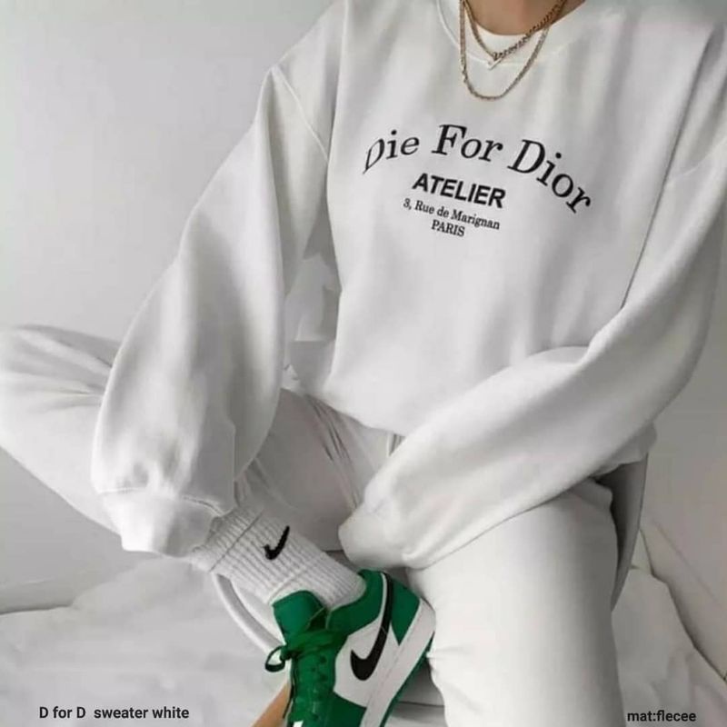 (COD) SWEATER WANITA - DIER FOR DIOR OVERSIZE - PAKAIAN WANITA TERBARU