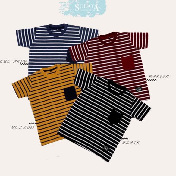 ➩c6 Kaos anak garis-garis maron,garis-garis navy,garis-garis kuning,garis-garis hitam ✯ ✯