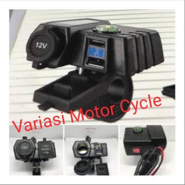 charger hp motor / volt meter / kompas / casan hp motor 3 in 1