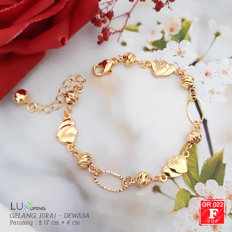 GR 022 Gelang Tangan Dewasa Motif Gelang Rantai Corak Perhiasan Emas Imitasi Lapis Emas 18K Gelang Tanpa Mata Luxx Xuping