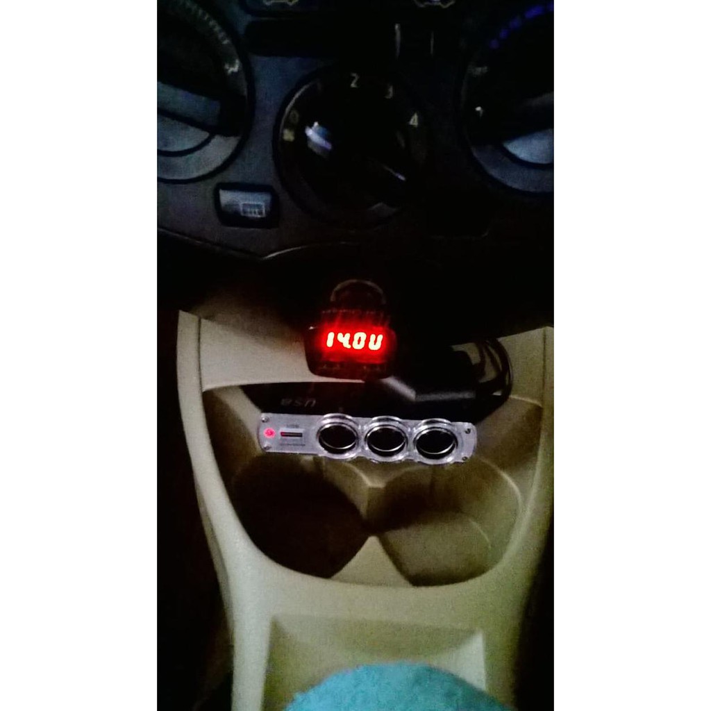 voltase aki thermometer raung mobil 2 usb