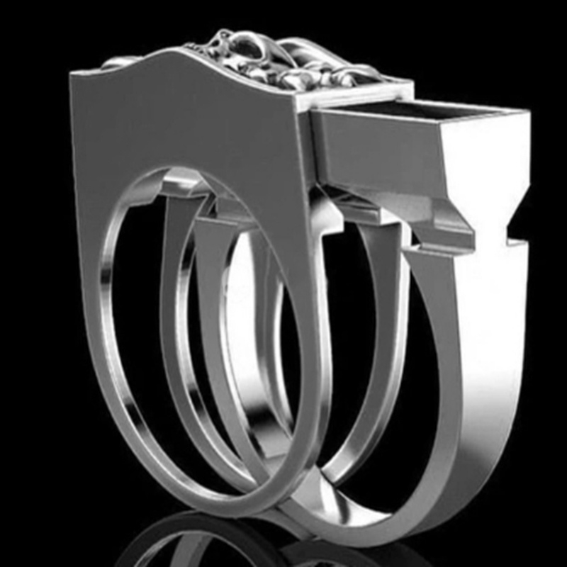 Cincin Sterling Silver   Desain Tengkorak Ukuran 7-14 Untuk Pria/Wanita