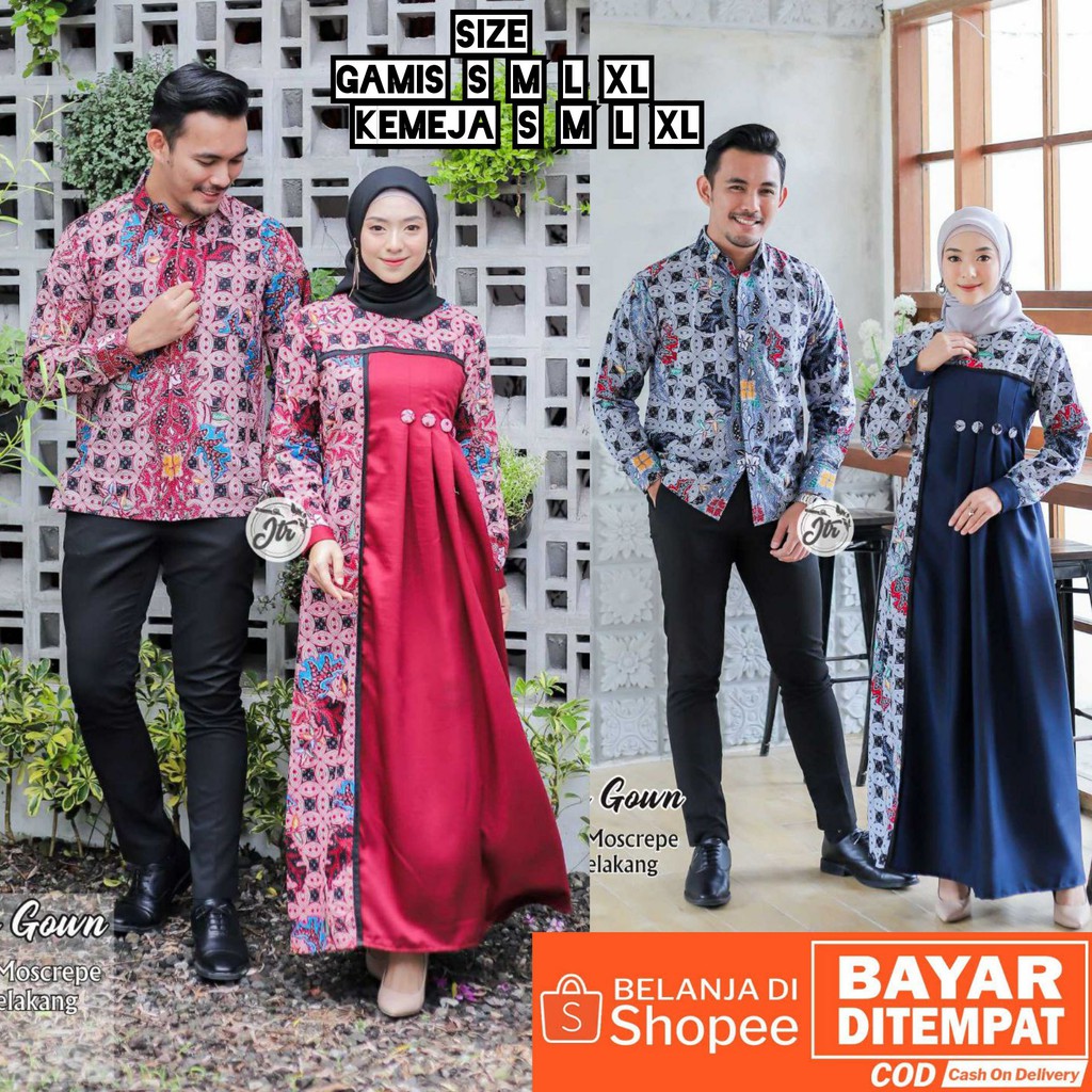 GAMIS BATIK COUPLE BAJU MUSLIM GAUN PAKAIAN WANITA KEBAYA PEREMPUAN FASHION CEWEK SARIMBIT KELUARGA