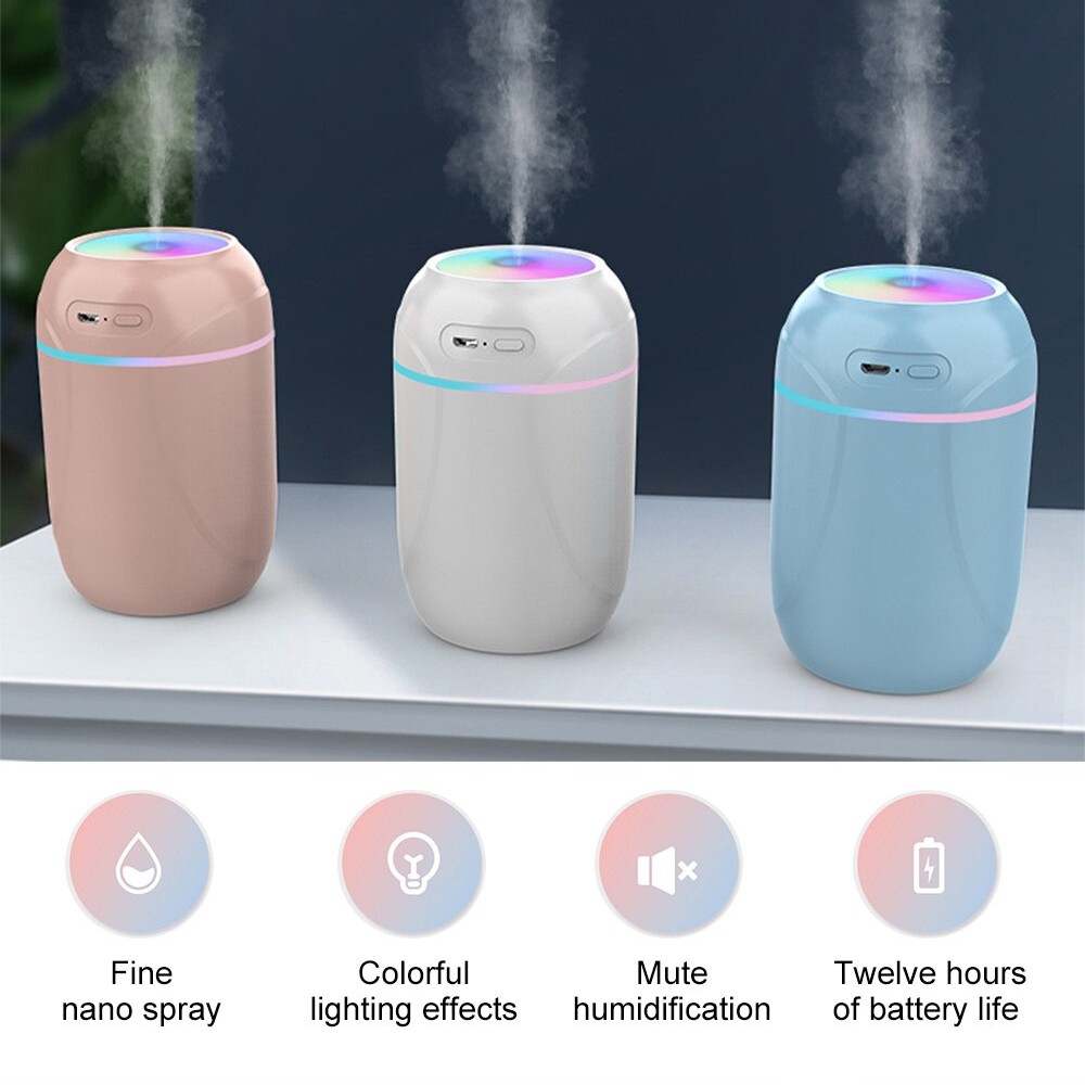 Air Aroma Mini Humidifier Pink 300Ml Aromatherapy Purifier Diffuser + free 1 oil