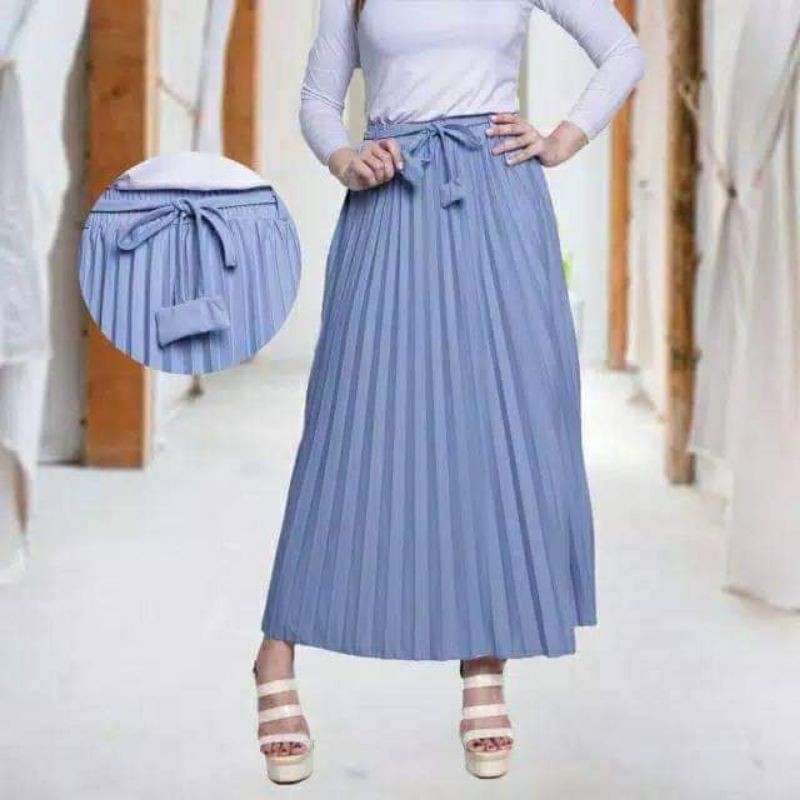 ROK PLISKET TALI LONCENG / FASHION PEREMPUAN / ROK PLISKET TALI PINGGANG / ROK PLISKET PREMIUM/ROKWANITA/PLISKET ROK PEREMPUAN/ROK PLISKET TALI LONCENG