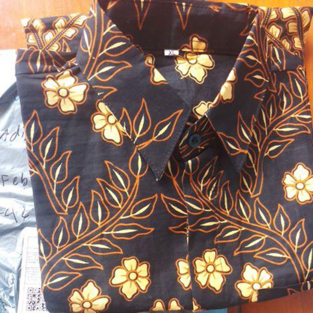 Kemeja Baju Batik Pria Lengan Panjang Sogan Mprit Seragam Kantor Pekalogan Modern Keren Kekinian