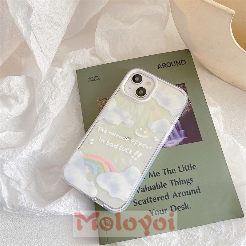 Casing Softcase Tpu IPhone 12 11 13 Pro Max 7 8 Plus XR XS Max X SE 2020 Gambar Awan Pelangi Musim Panas 3 In 1