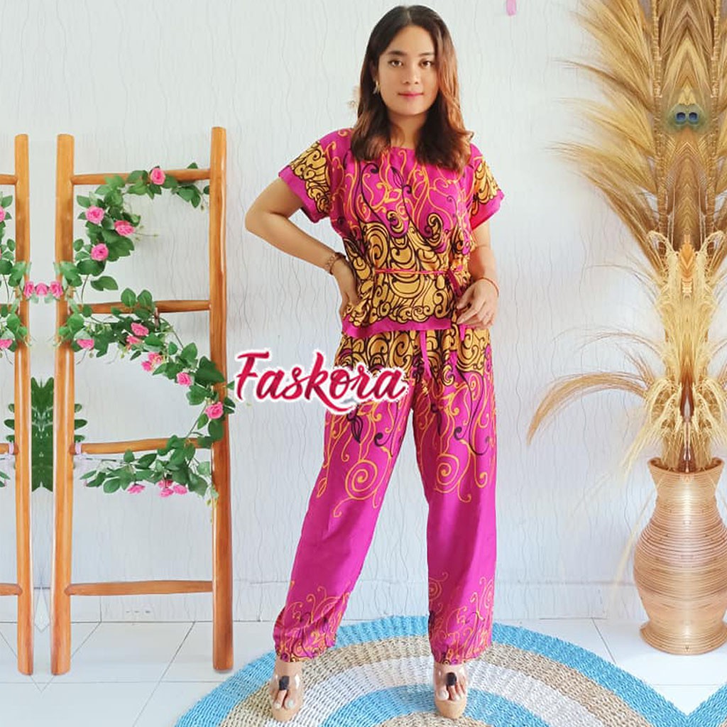 Baju Setelan Wanita Kekinian Jumbo Rayon Jodha / Baju Tidur Wanita Dewasa Jumbo Lengan Pendek Jodha