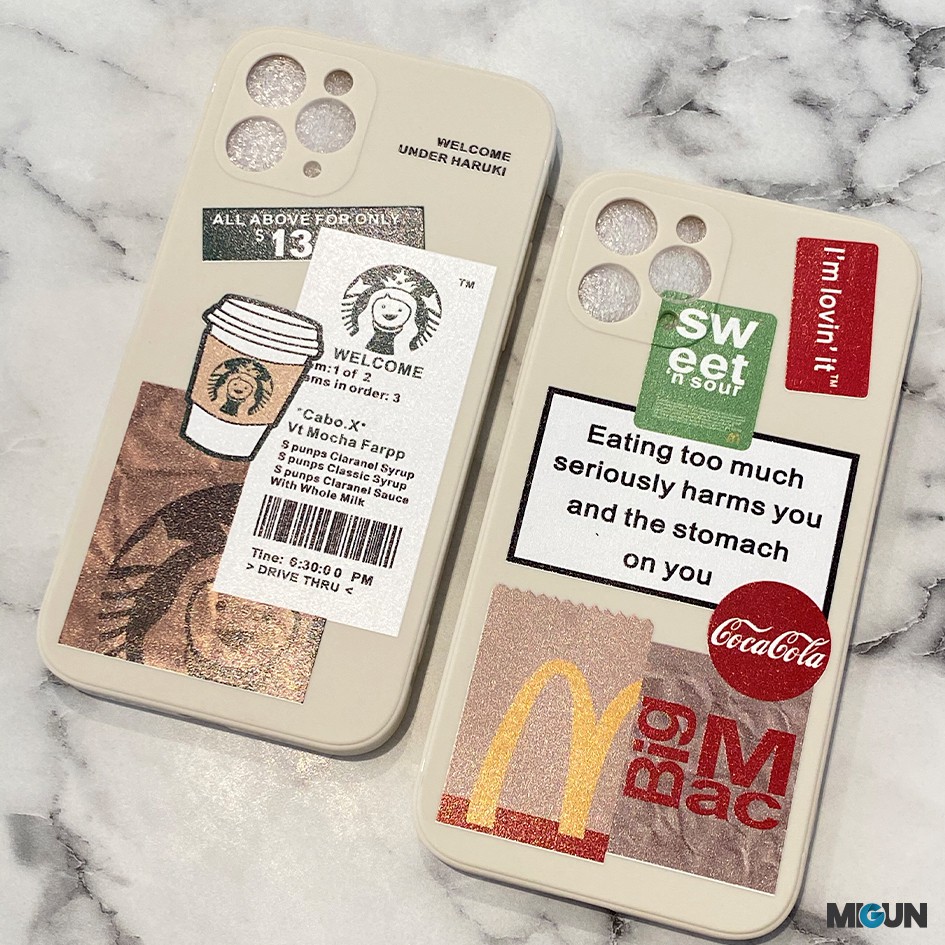 MCD STARBUCKS CASE SQUARE EDGE CAMPRO DOFF iPhone 6 7 8 plus X XS XR XSMAX 11 12 PRO MAX MINI