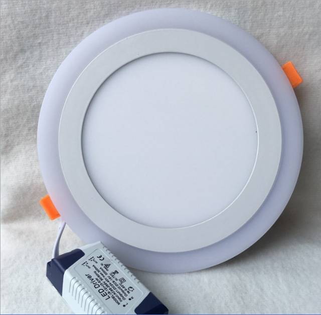Panel LED 2 warna 6+3 Watt Putih Kuning Bulat