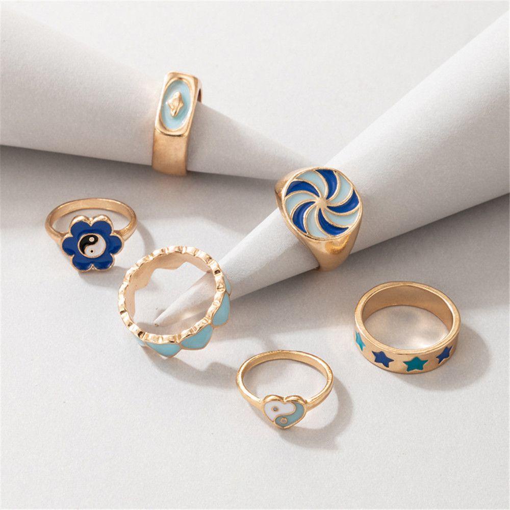 Cincin Jari Atas Perhiasan Fashion Perhiasan Cinta Hati Kupu-Kupu Enamel