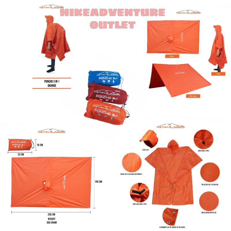 Dhaulagiri Ponco 3in1 Jas hujan Outdoor - Flysheet Multifungsi