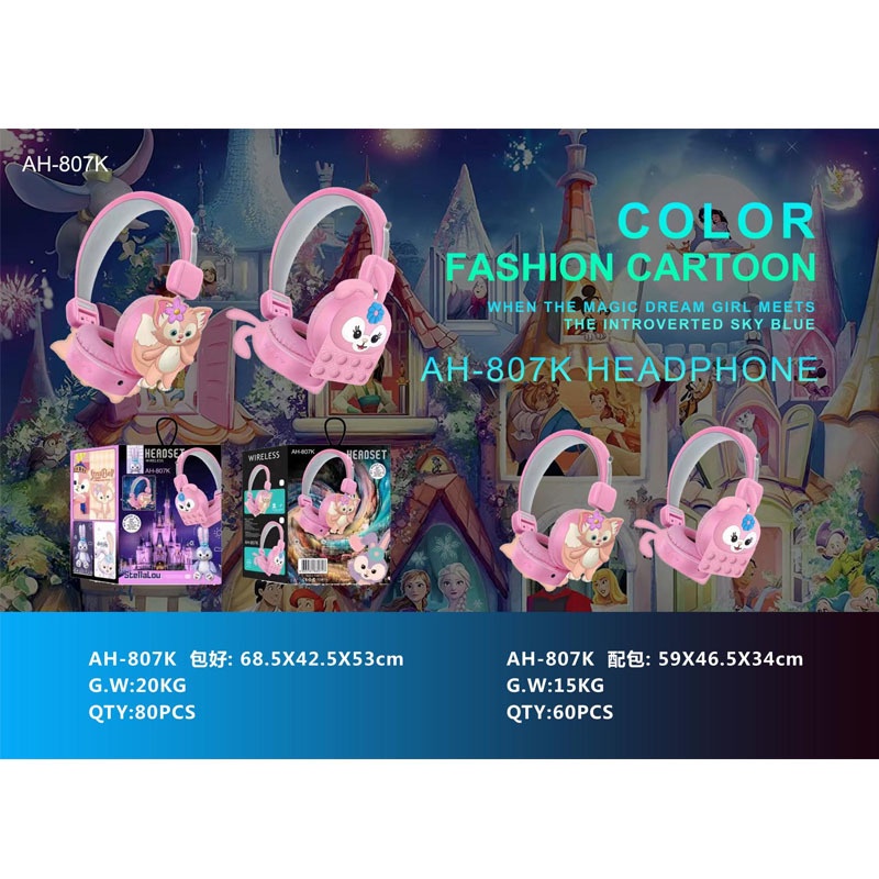 HEADPHONE BLUETOOTH AH-807K FASHION KARTUN LINABELL