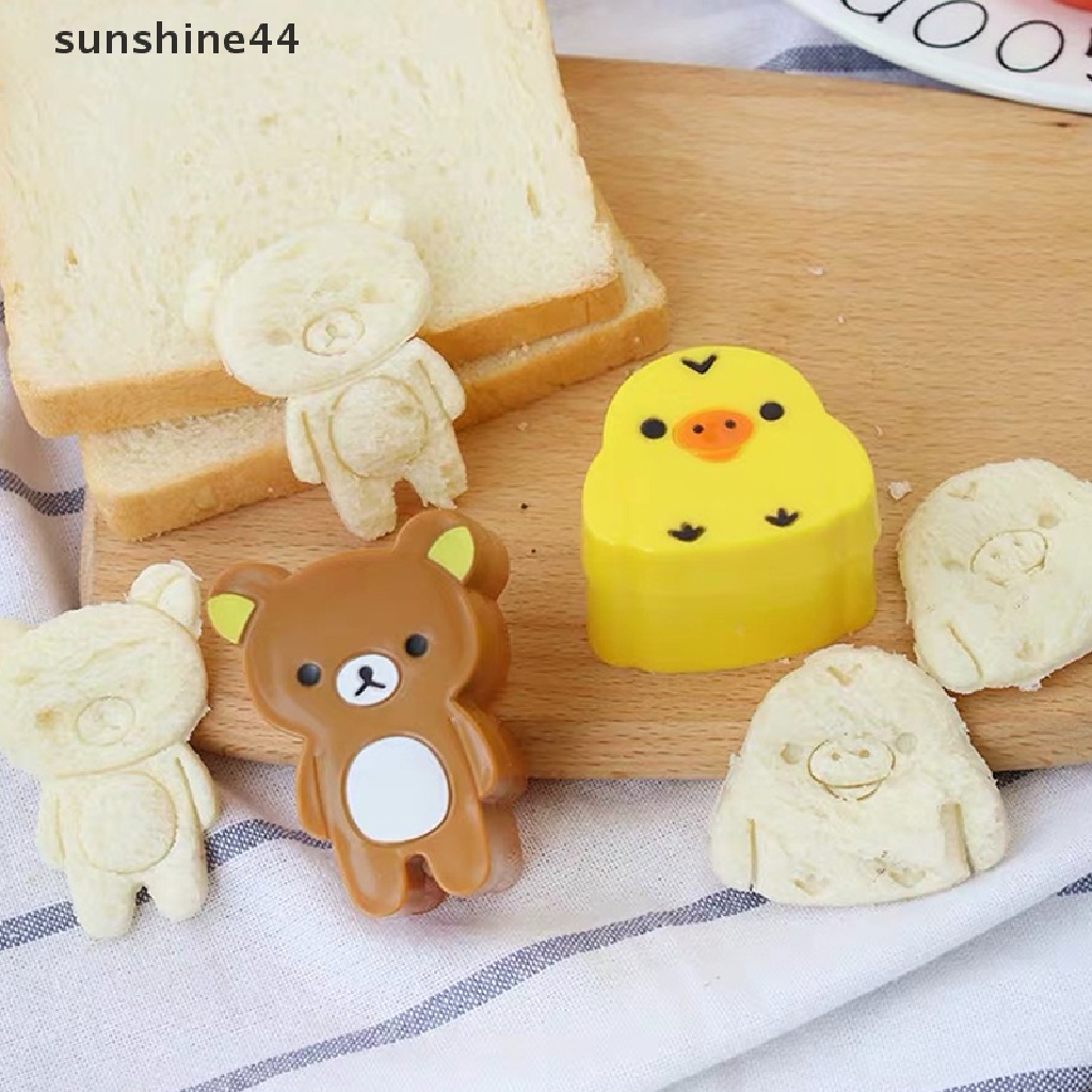 Sunshine 1 Pasang Cetakan Nasi / Roti / Biskuit / Bento Bentuk Kartun Beruang Samll / Ayam DIY