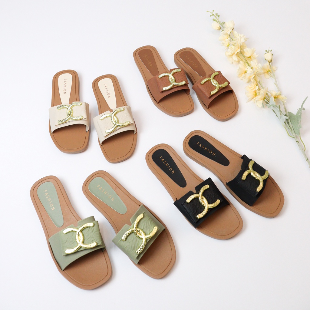 Kana Sandal Selop Wanita Slip On Teplek - Demorin Shoes Sendal Jelly