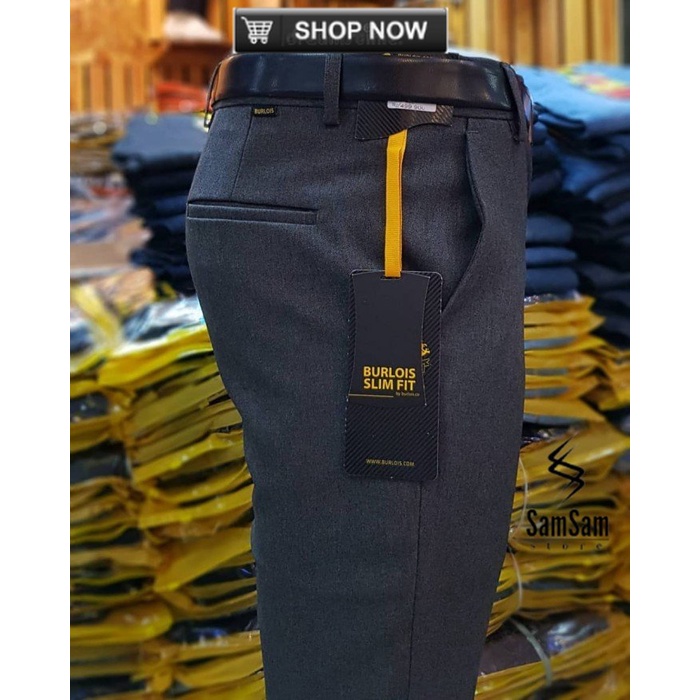 celana panjang kerja slim fit pria premium - 28, COKLAT