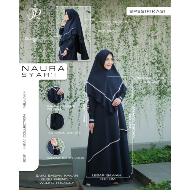 Naura Syar'i ORI By JR One // Set Gamis Syar'i // One Set Gamis Muslimah Hijab Syar'i