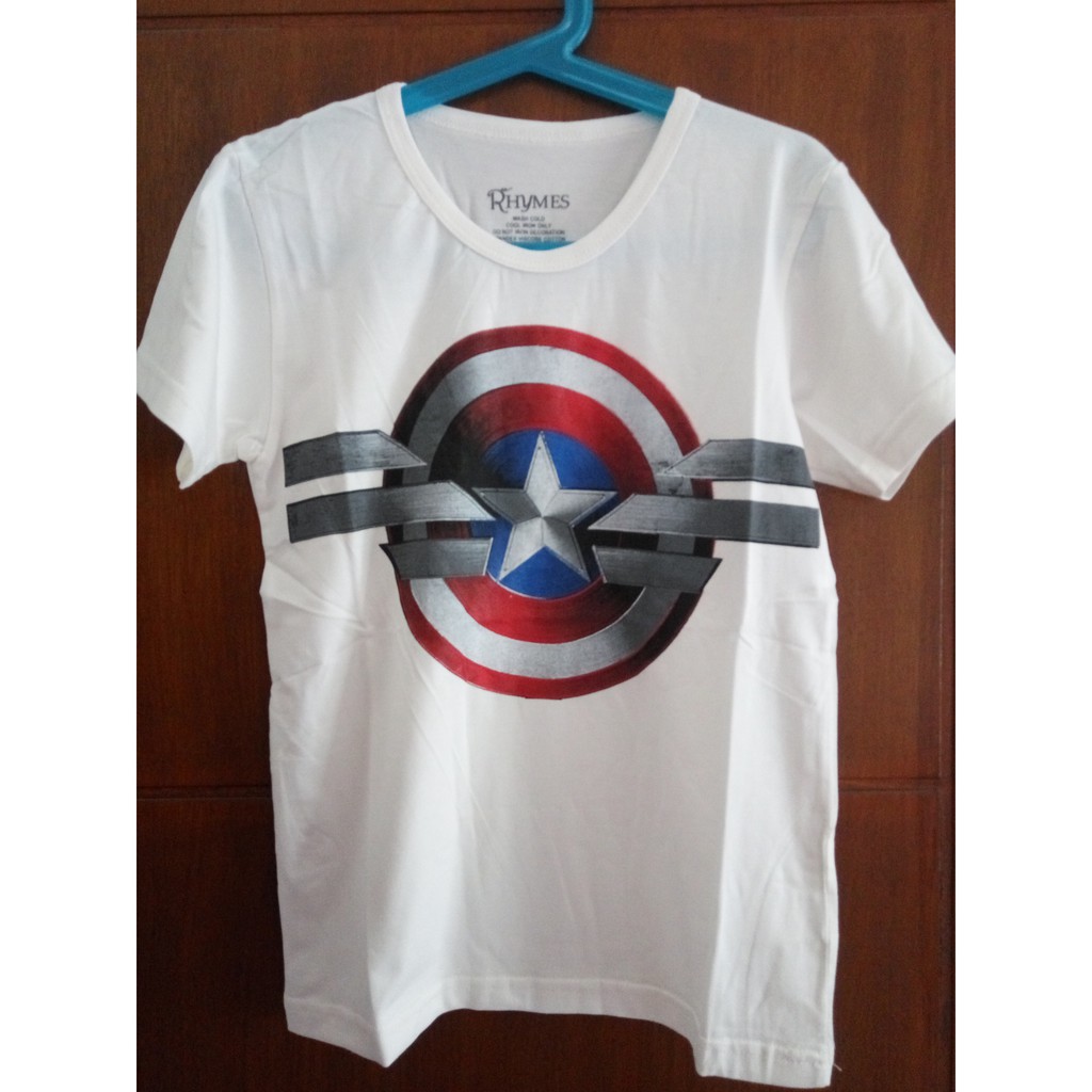 Kaos Baju Anak Cowok Superhero Captain America Logo New Tshirt Import Rhymes