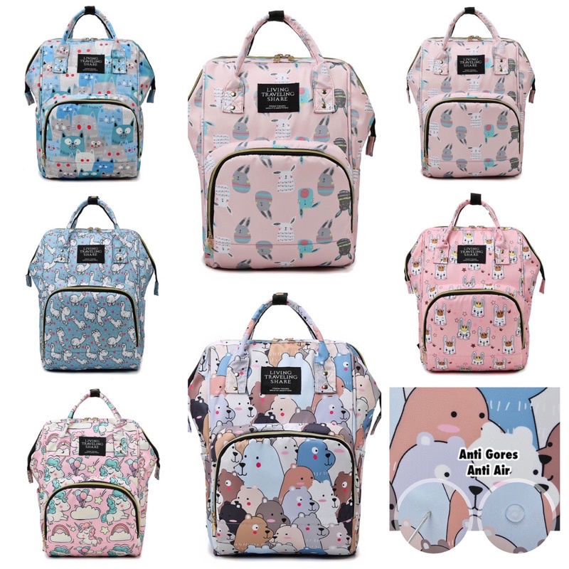 TAS BAYI 6010 - Tas Bayi LTS CARTOON Ransel Perlengkapan Travelling Popok Bayi Tas Diaper Bag Anello - G1