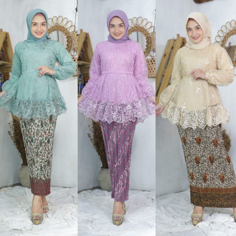 ASY&gt; SET KEBAYA AISYAH - KEBAYA MODEL LESTI KEJORA - BAJU KEBAYA MODERN - KEBAYA WISUDA CANTIK MODERN