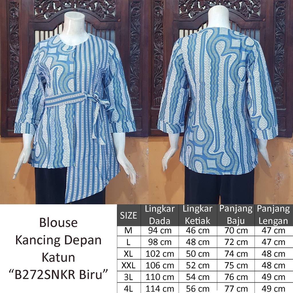 NEW Blus Lengan Panjang Kancing Depan Blouse ENAMOSA Atasan Kemeja Batik Wanita Motif Pekalongan -272-5