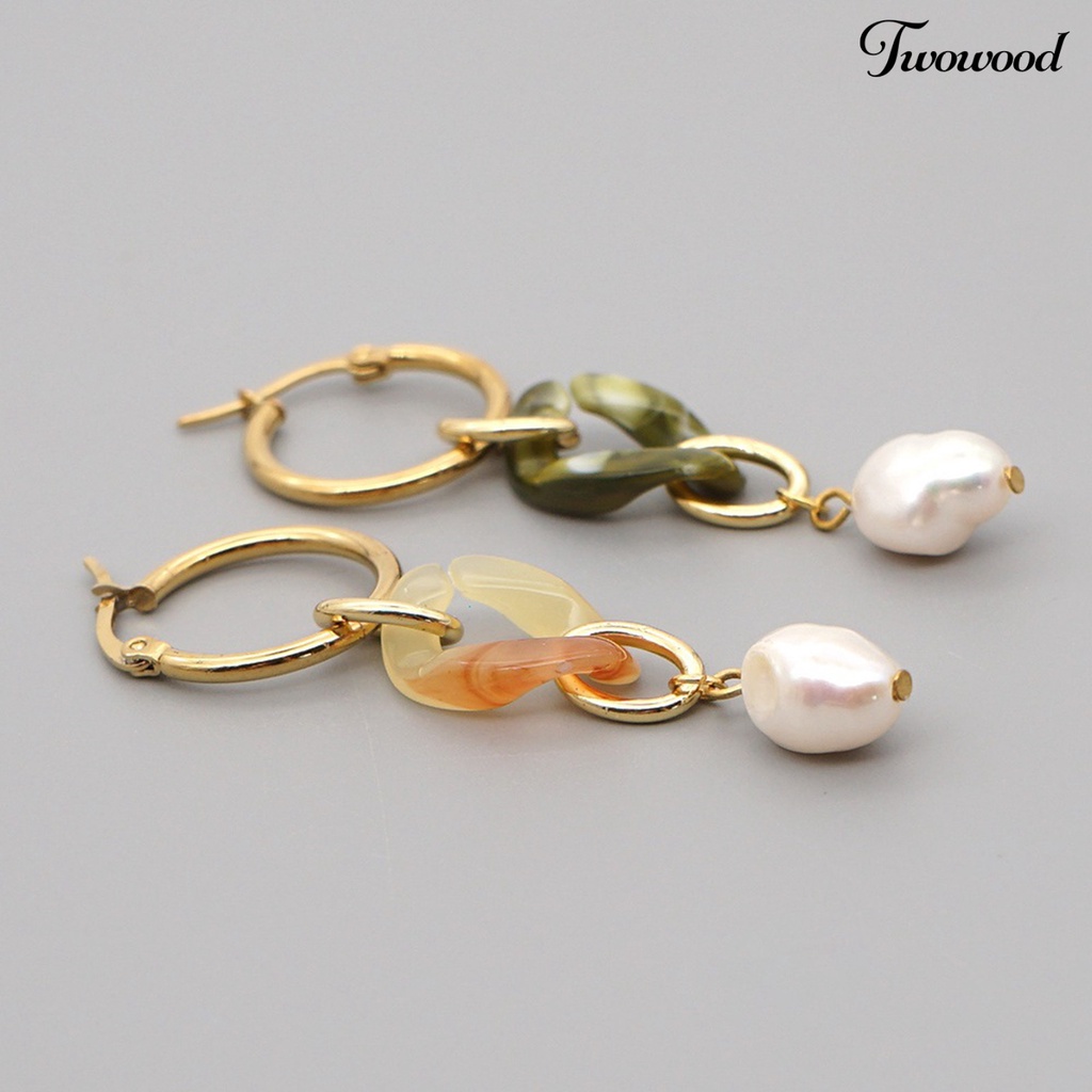 Twowood 1 Pair Bohemian Earrings Faux Pearl Comfortable to Wear Baroque Style Exquisite Long Dangle Earrings for Party