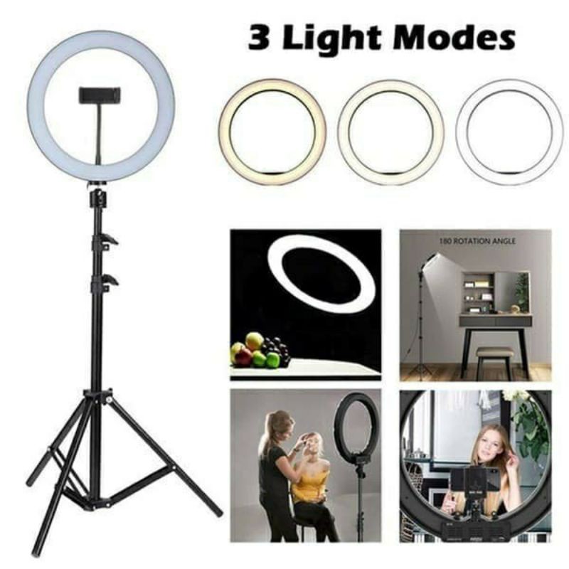 ring light 33cm tripod 2.1 meter lampu selfie 3 mode