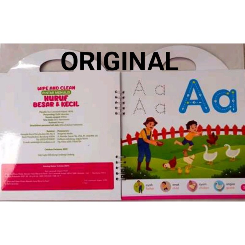 Buku Wipe And Clean Pintar Menulis Huruf Besar Dan Kecil/Aktivitas/Motorik/Anak TK Paud